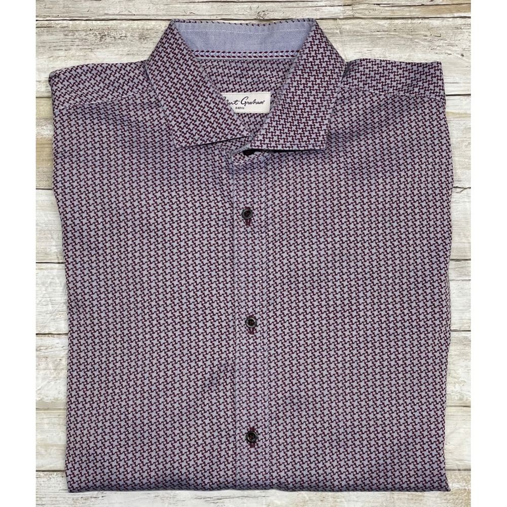 Robert Graham Mens Dress Shirt Geometric Print‎ Long Sleeve Button Up Size 43/17